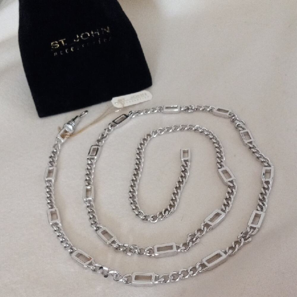 ST JOHN Vintage (Signed) Silver-Tone Chain Belt/ Necklace
